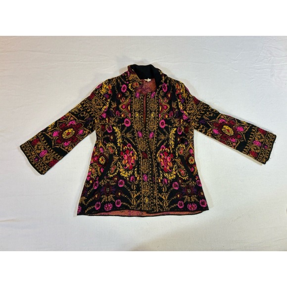 Moth Anthropologie‎ Women's Small Floral Jacquard Cardigan Sweater Boho Knit S - Picture 3 of 10